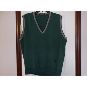 Descente Green‎ Athletic V-Neck Sweater Vest with Gray Trim Golf Sport Style